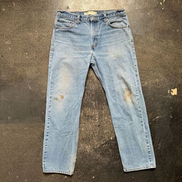 Levi’s 505 Distressed Light Wash Jeans Size 34x30 Regular Fit 100% Cotton - Picture 2 of 16